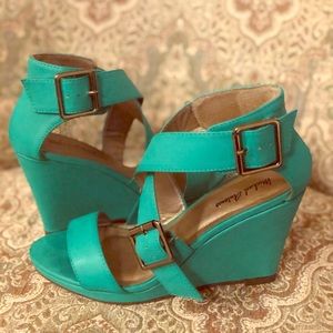 Michael Antonio teal wedge, 7 worn once